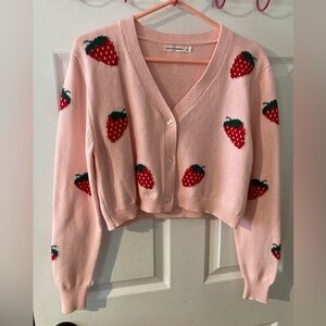 Moon & Madison Pink Strawberry Cardigan